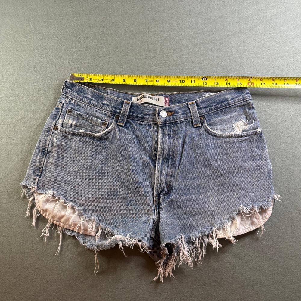 Vintage Levis 505 Cut Off Shorts Mens 34 High Waisted Cheeky Cutoff Daisy Dukes - Picture 2 of 9